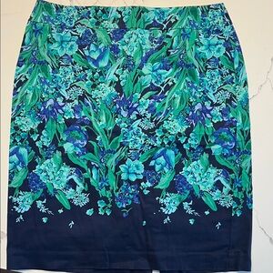 Talbots Blue and Green Floral Skirt, Size 10